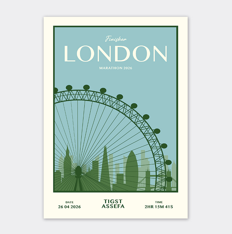 London Marathon 2026 London Eye (Blue) - Matte Poster - Personalised