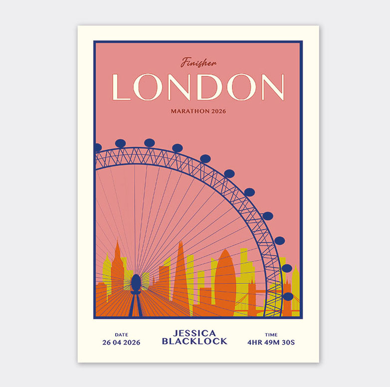 London Marathon 2026 London Eye (Pink) - Matte Poster - Personalised