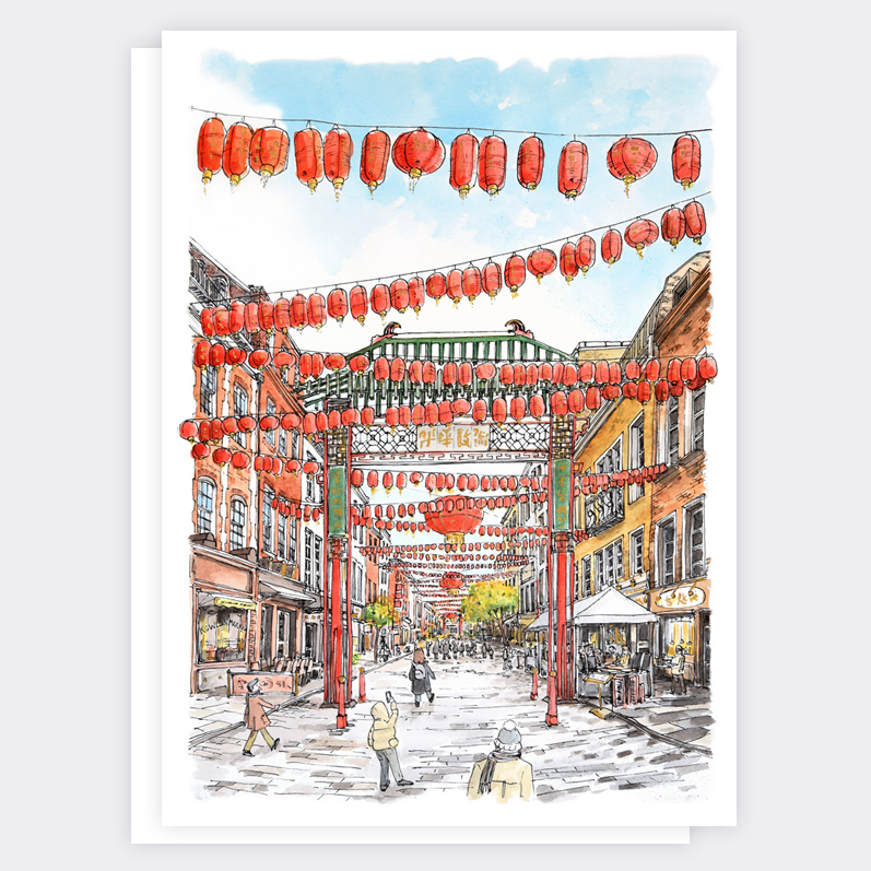 Chinatown Lanterns London - Chinese New Year Card - Architecture