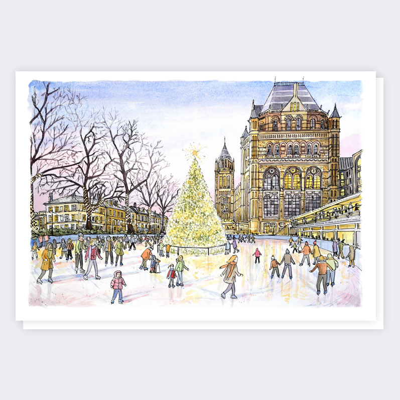 Natural History Museum Ice Skating - Christmas Card - Architecture